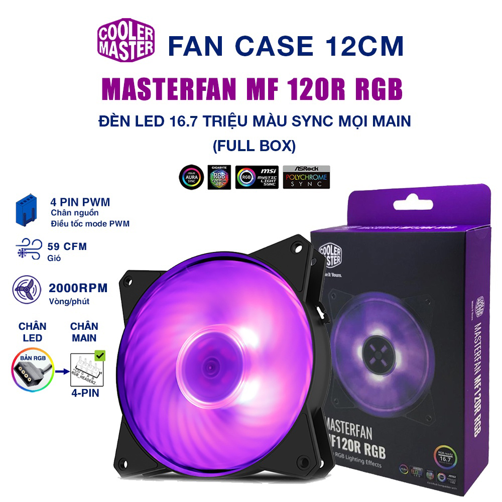 Quạt tản nhiệt case máy tính Cooler Master MasterFan MF120R RGB - Quạt Fan Case 12cm