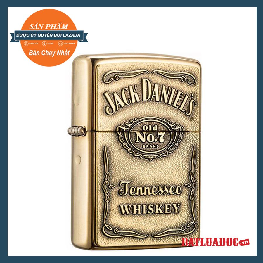 Bật lửa Zippo Jack Daniel's Label Brass Emblem Pocket Lighter Dùng Xăng Đá