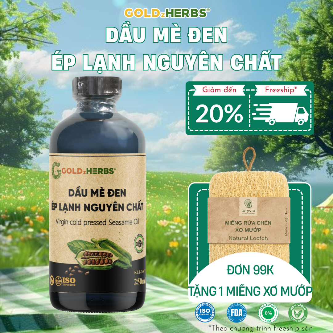 [Hàng cty] Dầu mè đen ép lạnh nguyên chất GoldzHerbs – Chai 120ml/ 250ml