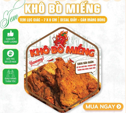 55 tem dán các loại khô bò - lục giác 7*8cm