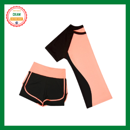 Bộ áo thun và quần 2 trong 1 tập Gym - Yoga - Running - Cycle - Boxing - Cầu lông... chất liệu Polyester co giãn tốt, thấm rút mồ hôi, thoáng mát, mau khô dành cho nữ