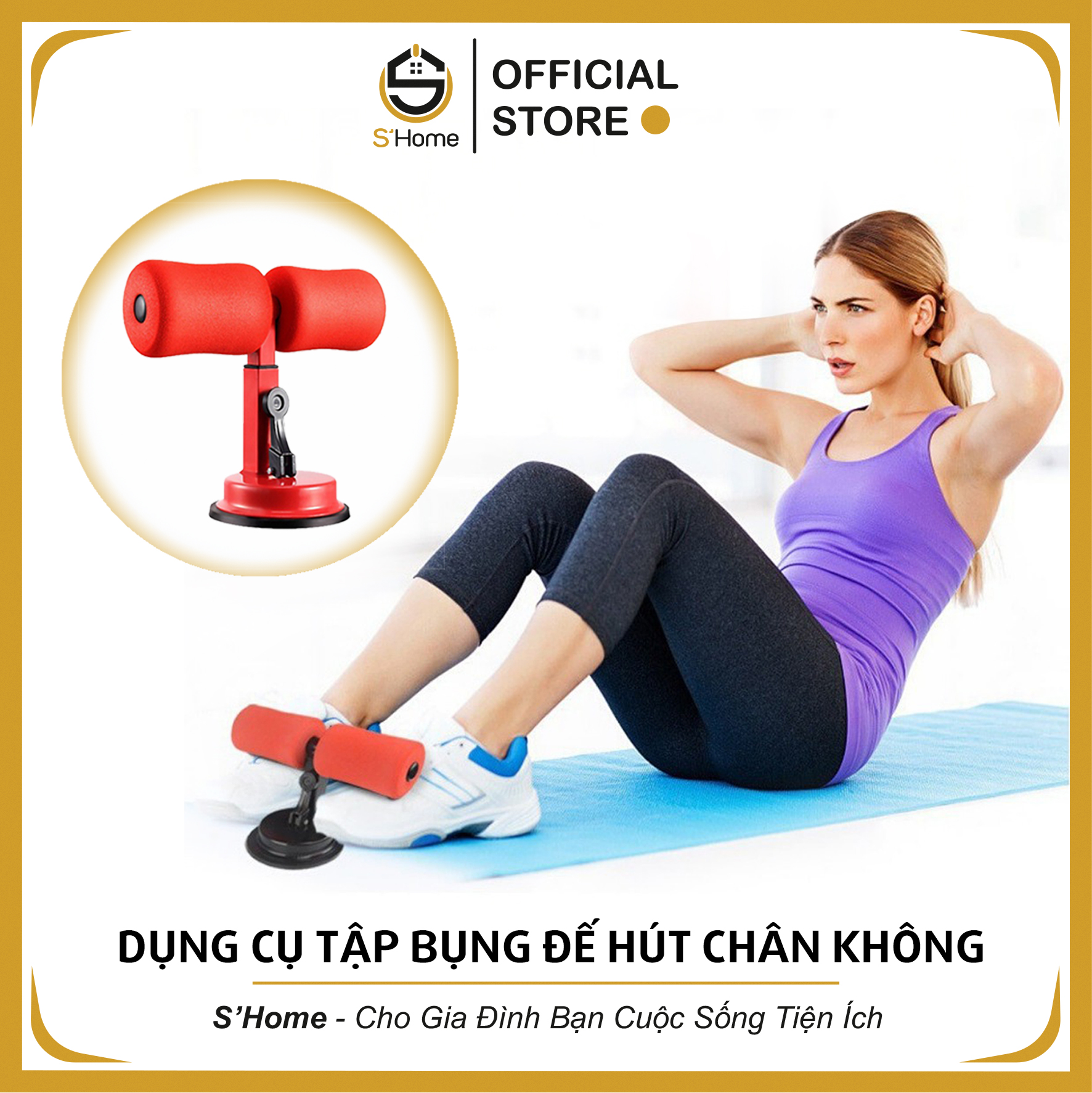 Dụng Cụ Tập Cơ Bụng, Gập Bụng Chữ T Đa Năng Tại Nhà Giúp Tập Gym Cho Nam và Nữ - S'Home - SH6