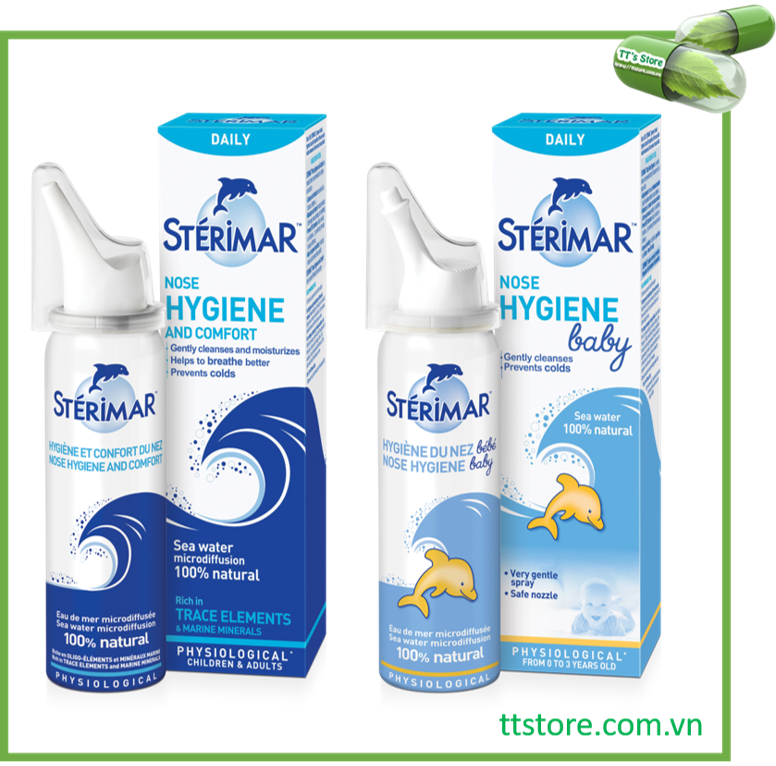Sterimar Nose Hygiene - Dung dịch xịt mũi hằng ngày đẳng trương [sterima, xịt mũi cá heo, nước rửa mũi)