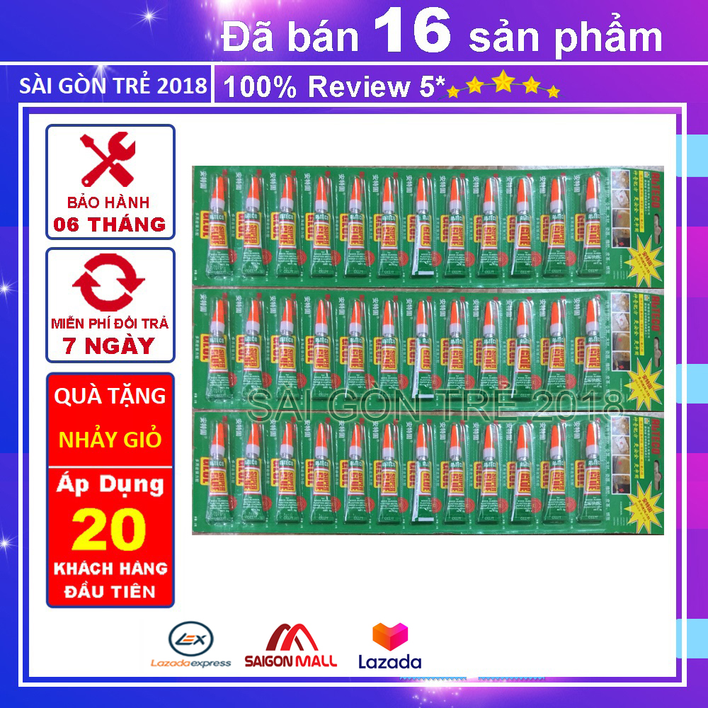 Vỉ 12 tuýp keo dán đa năng Alteco siêu dính