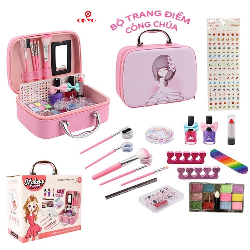 Đồ chơi trang điểm cho bé gái loại hộp cao cấp, đồ chơi trang điểm cho trẻ em an toàn, dễ làm sạch