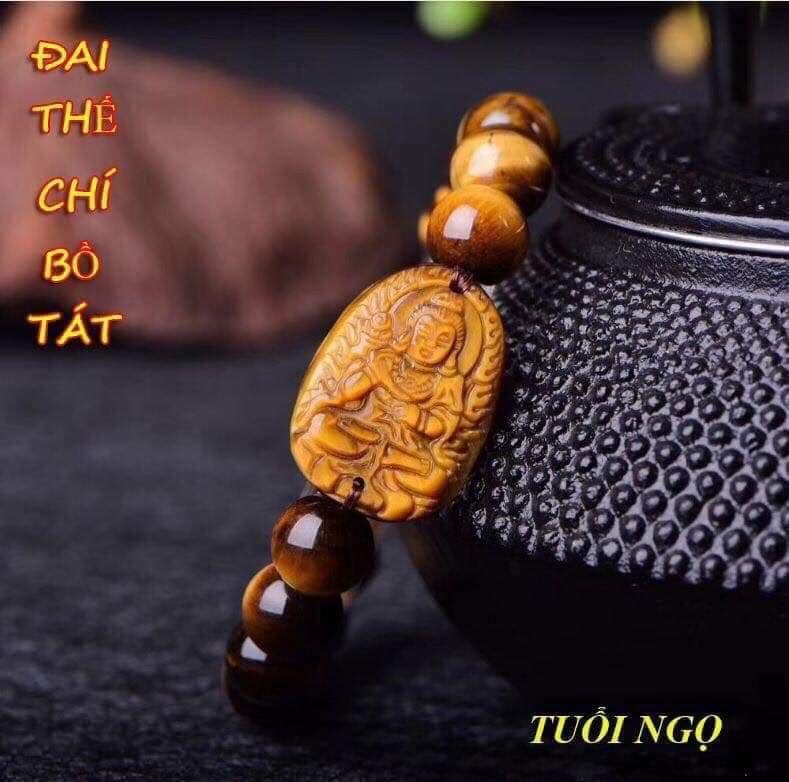 Vòng tay phật bản mệnh đá mắt hổ vàng nâu