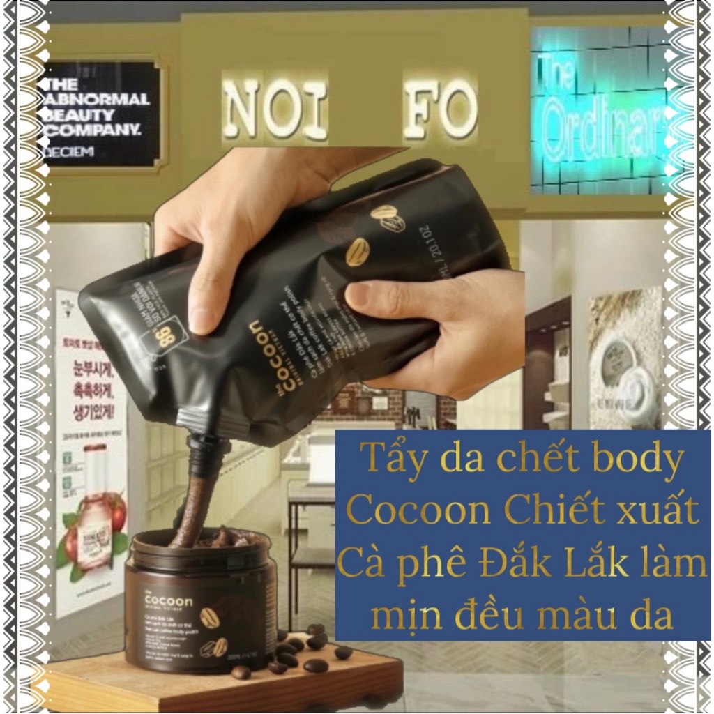 Tẩy da chết body cocoon chiết xuất cà phê đắk lắk làm mịn đều màu da