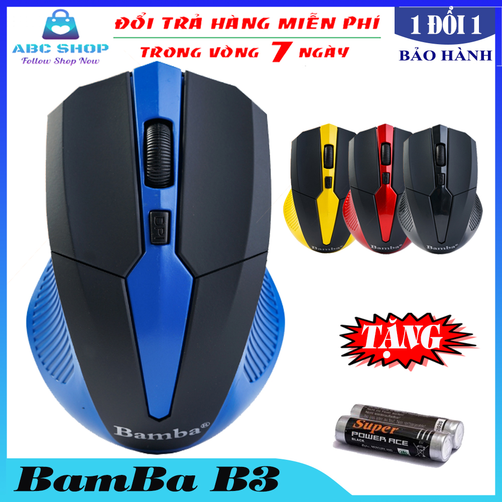 Chuột vi tính chuột gaming không dây cao cấp – mouse wireless bamba b3 – chuột không dây di động 4 nút – full box bảo hành 12 tháng 1 đổi 1 #xanh