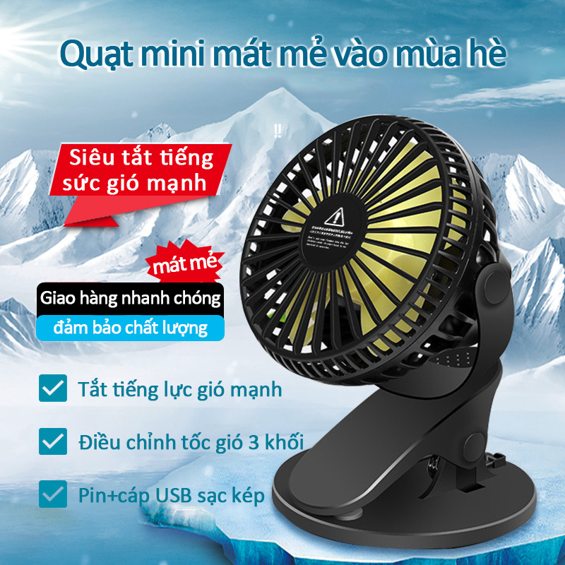 Quạt mini,usb,kẹp,quạt,sạc,tai 3 tháng