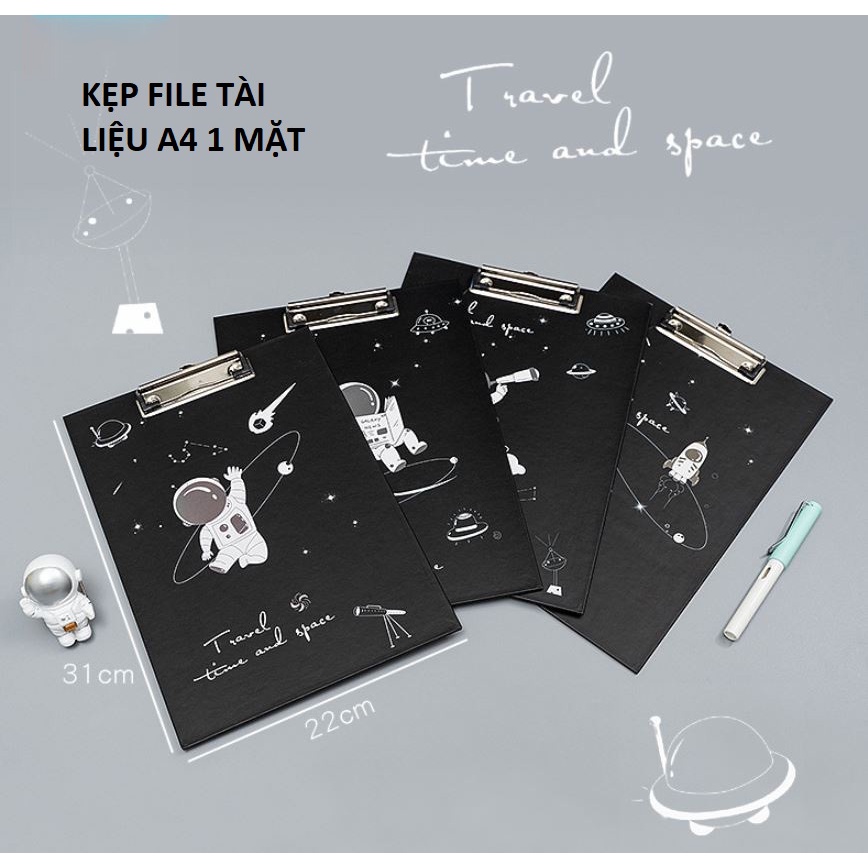 Kẹp File đựng tài liệu A4 1 mặt du hành vũ trụ, lưu hồ sơ phong cách Hàn Quốc lalunavn