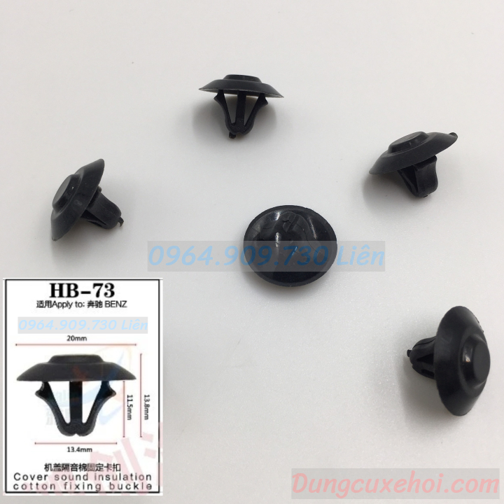 Bộ 20 đinh tán , chốt vít nở vit Nhựa Loại 1 cho xe hơi ôtô mercedes Nhựa Nylon Polyme AHB73