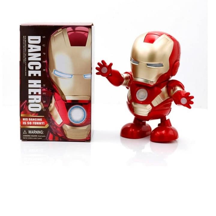 Robot đồ chơi -người sắt nhảy múa có đèn có nhạc- iron man nhảy múa