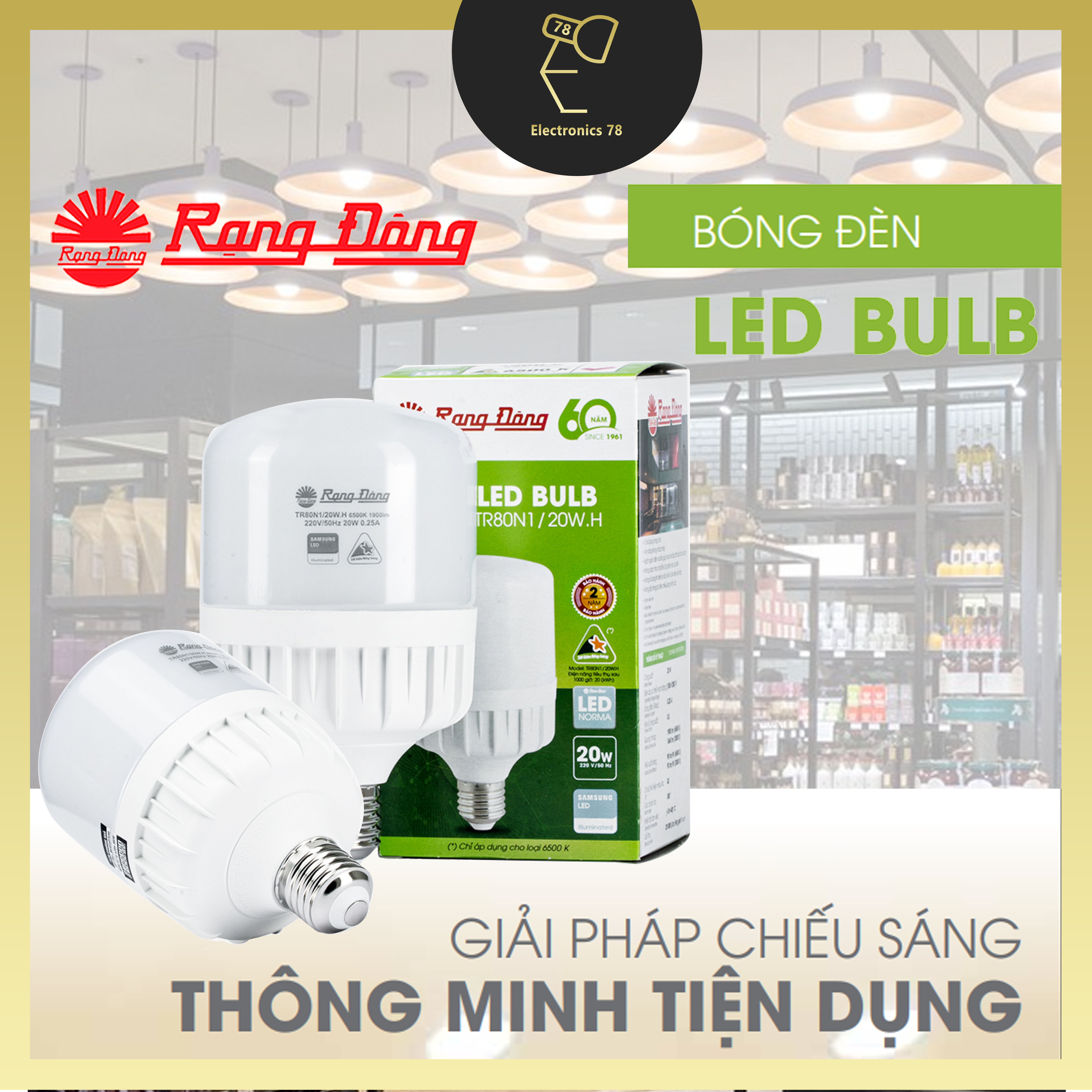 Bóng Led trụ tiết kiệm điện Rạng Đông
