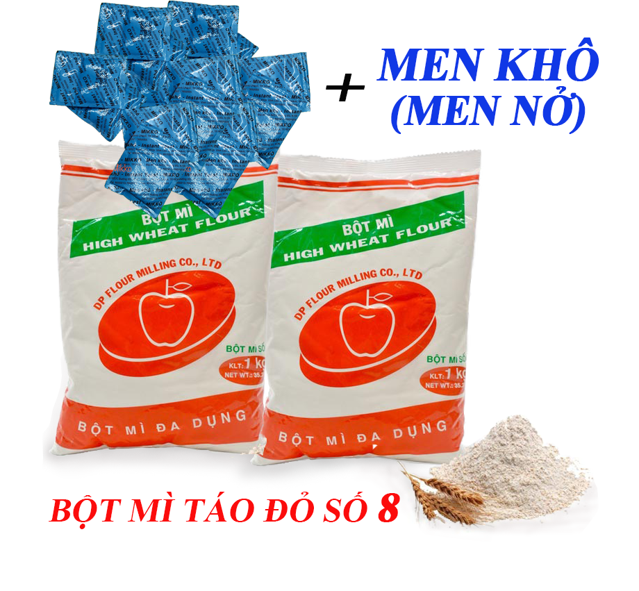 Bột Mì Táo Đỏ Số 8 Có Kèm Men Khô(Men Nở).Làm Được Nhiều Món Ăn Bột Trộn Sẵn Mikko Hương Xưa An Toàn Chất Lượng
