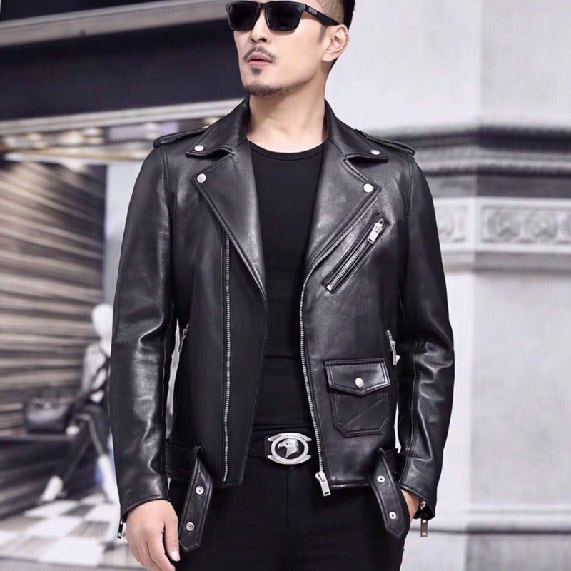 Áo da biker cao cấp mẫu mới nhất 2021 áo da nam siêu cấp lót lông bên trong siêu ấm