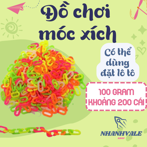 100g Móc xích nhựa đồ chơi / Có thể dùng đặt lô tô