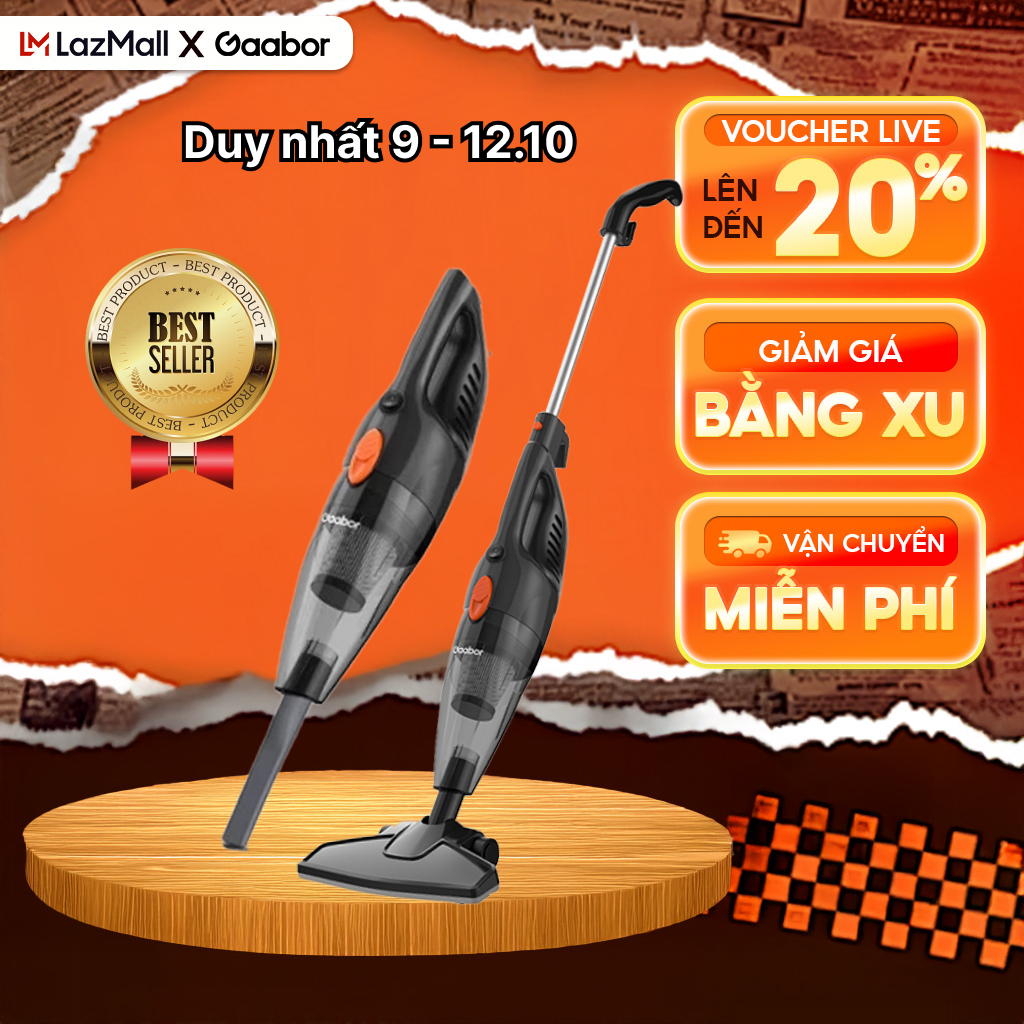 FLASH SALE Máy hút bụi cầm tay tháo lắp 2in1 Gaabor GVCW-M15AS lực hút 16000PA siêu mạnh chổi quét 90 độ hút bụi gia đình - Bảo hành 12 tháng 1 đổi 1