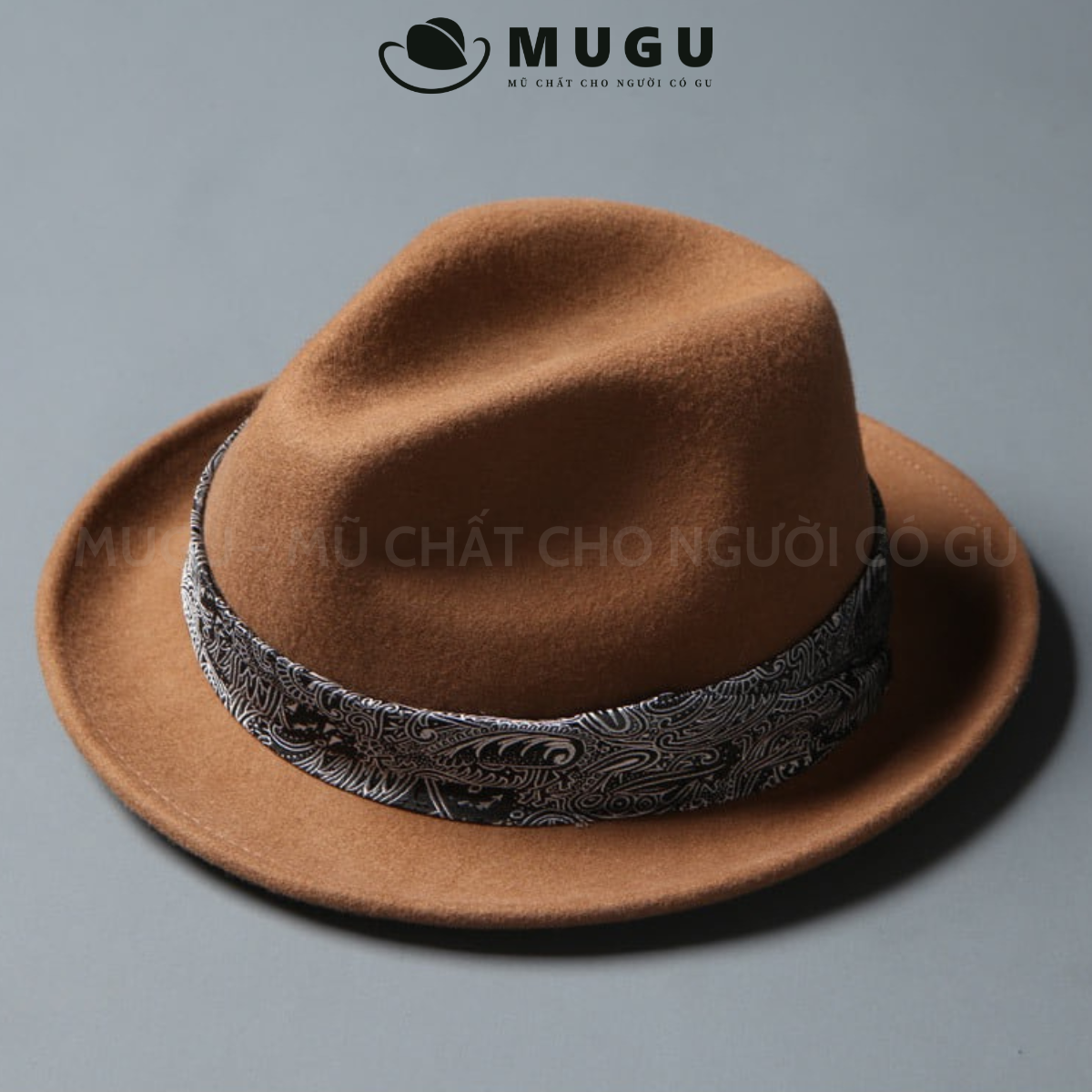 Mũ phớt nam lông cừu cao cấp lc05 - mũ fedora nam hàng hiệu nhập khẩu | mugu