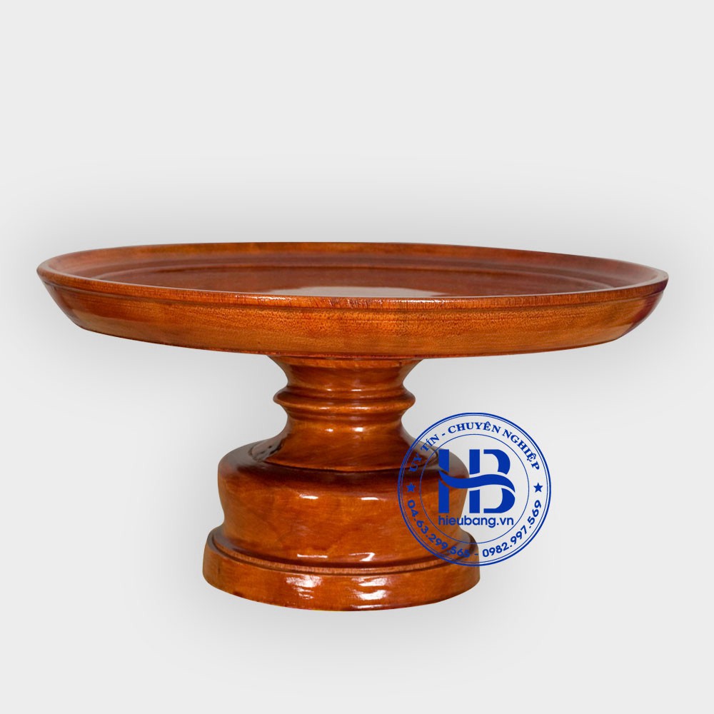 Mâm bồng thờ gia tiên bằng gỗ gụ nguyên khối cao 13cm