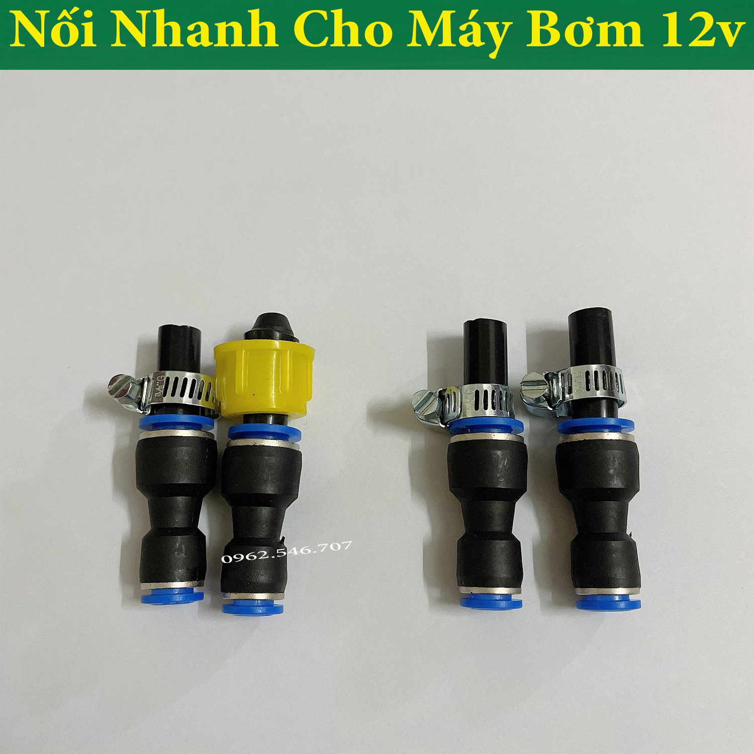 Trọn Bộ nối nhanh giảm phi 12mm xuống phi 8mm dành cho máy bơm tăng mini 12v