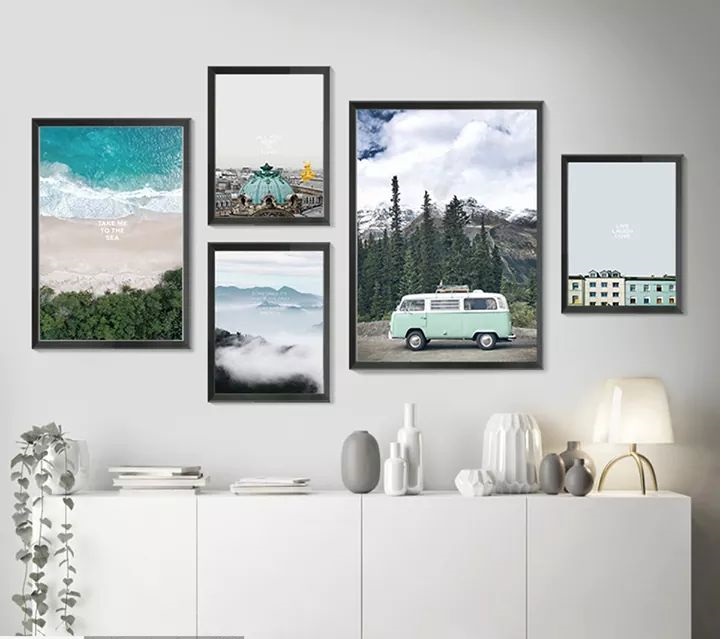 Bộ 5 Khung Tranh Treo Tường Nghệ Thuật In Canvas - Phong Cảnh Bắc Âu - Kèm khung