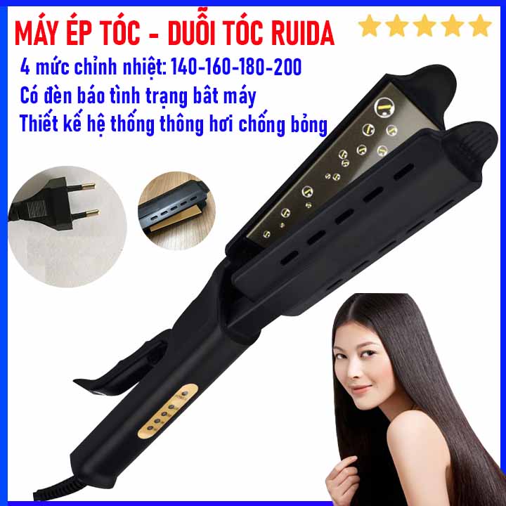 Máy là tóc, máy duỗi tóc, máy ép tóc, máy uốn cụp , tạo kiểu tóc 4 mức chỉnh nhiệt, máy là tóc thẳng - máy duỗi tóc thẳng chính hãng ruida