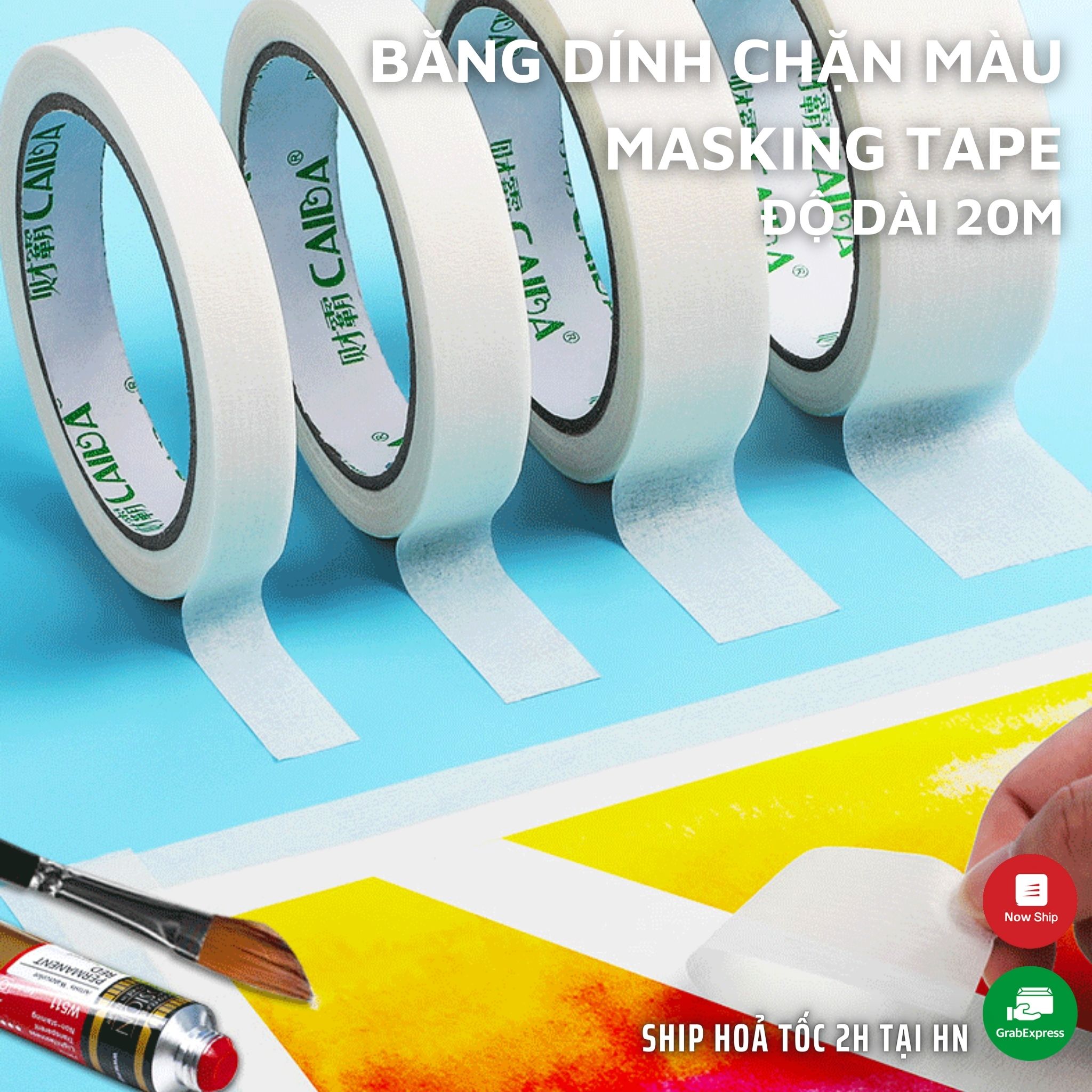Băng dính giấy chặn màu - Masking Tape - Dài 20m