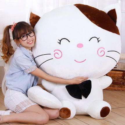 Mèo trắng nhồi bông cao cấp dễ thương - Gấu bông mèo trắng kích cỡ 40cm