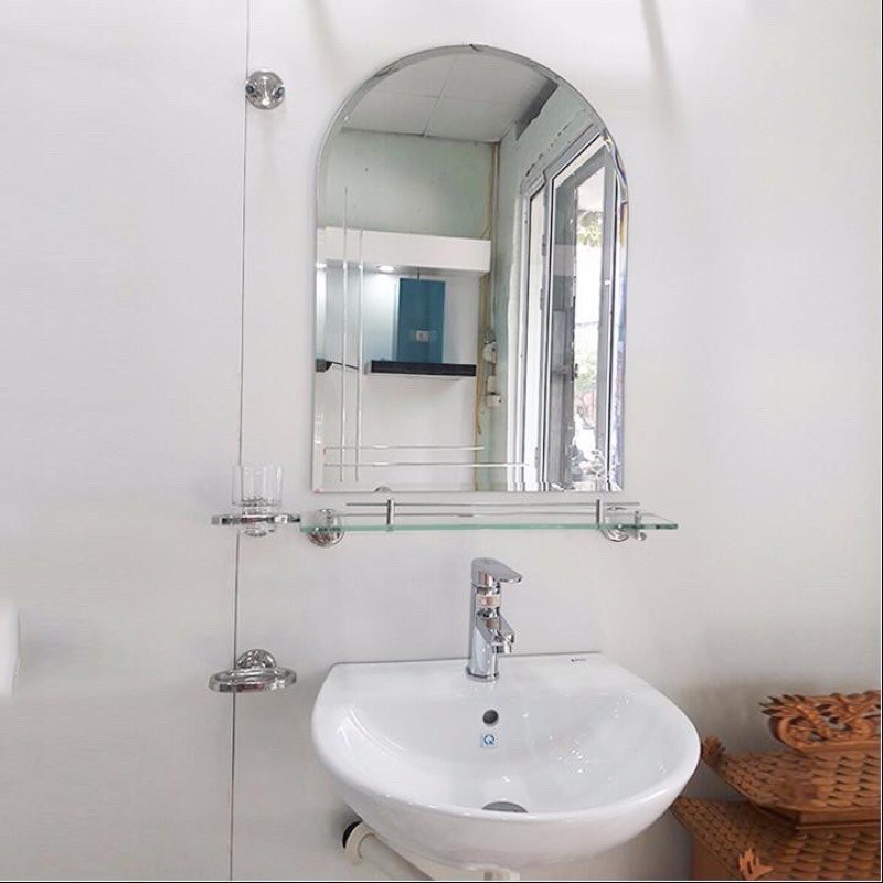 Bộ gương và kệ gương nhà tắm kèm pas gương kích thước 45x60cm