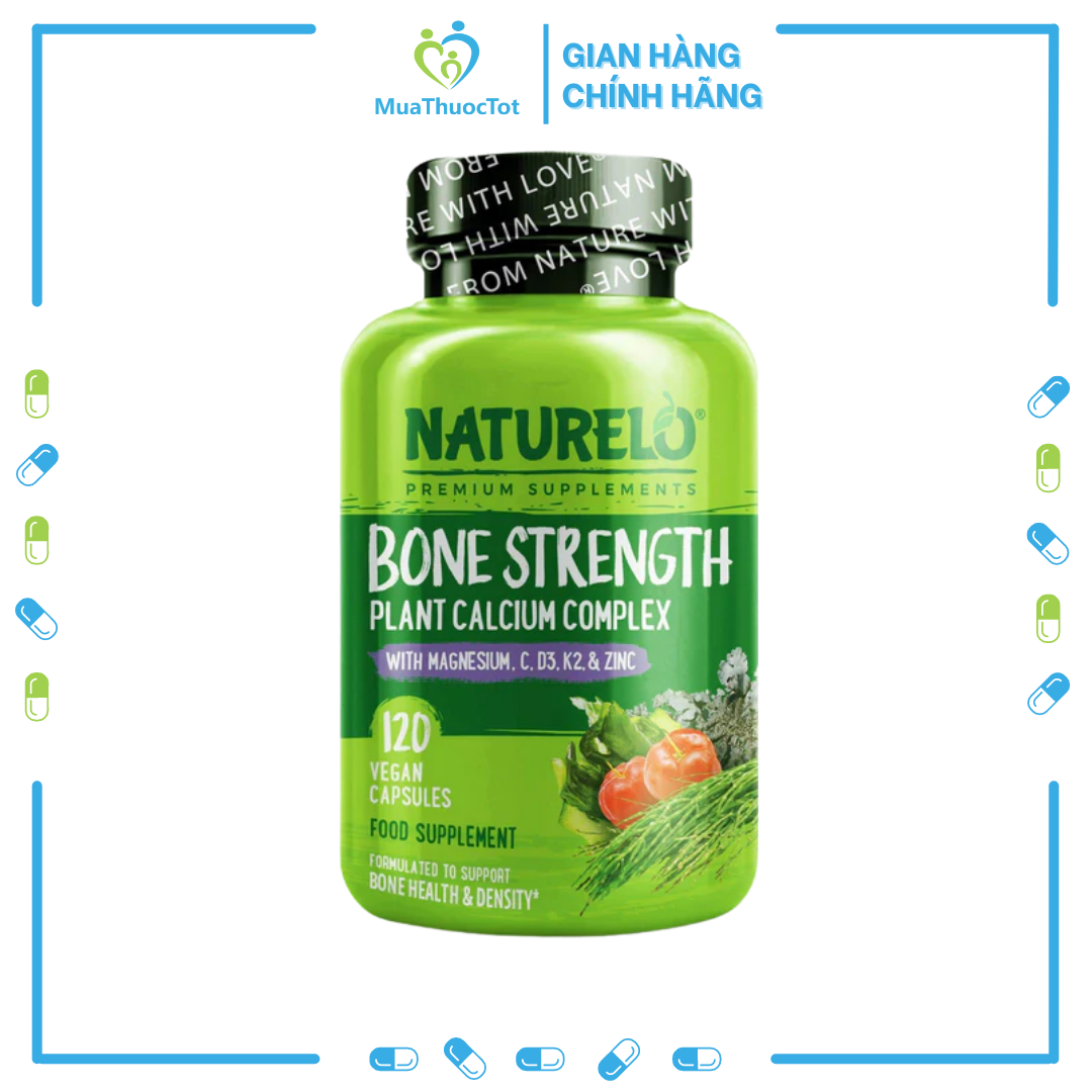 Viên Uống Bổ Sung Canxi Hữu Cơ Naturelo Bone Strength Plant Calcium Complex 120 Viên