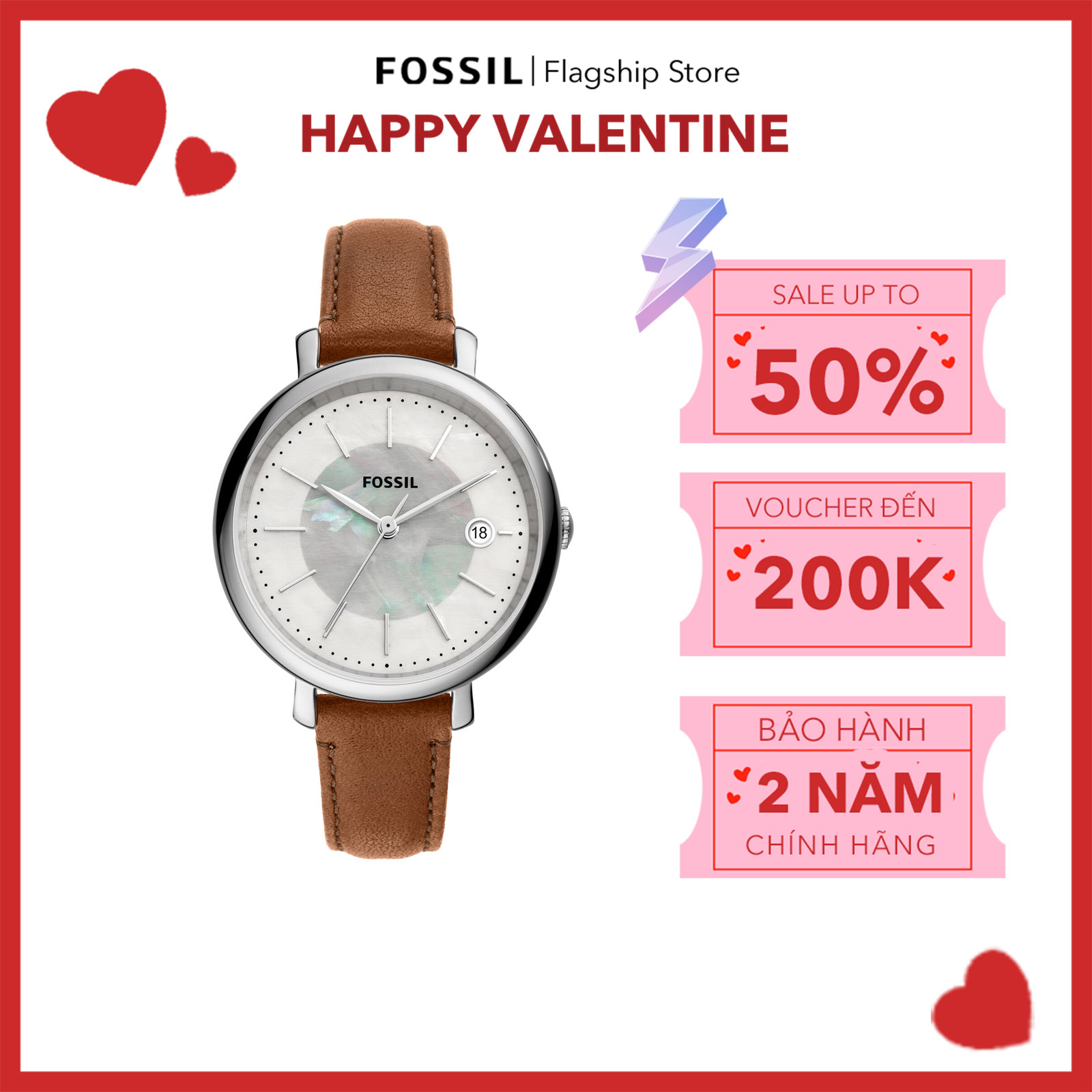 Đồng hồ nữ Fossil Jacqueline ES5090 dây da - màu nâu