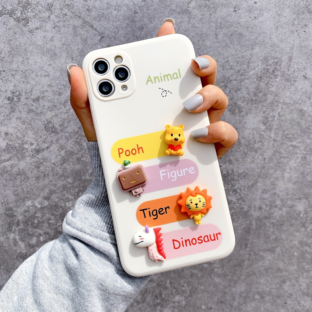 Ốp Lưng Silicon Màu Bảo Vệ Camera Animals Nổi