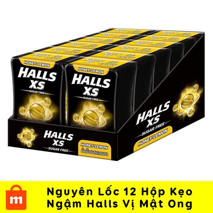 【HOT】12 Hộp Kẹo Ngậm Không Đường Halls XS Vị Chanh Mật Ong Thái Lan