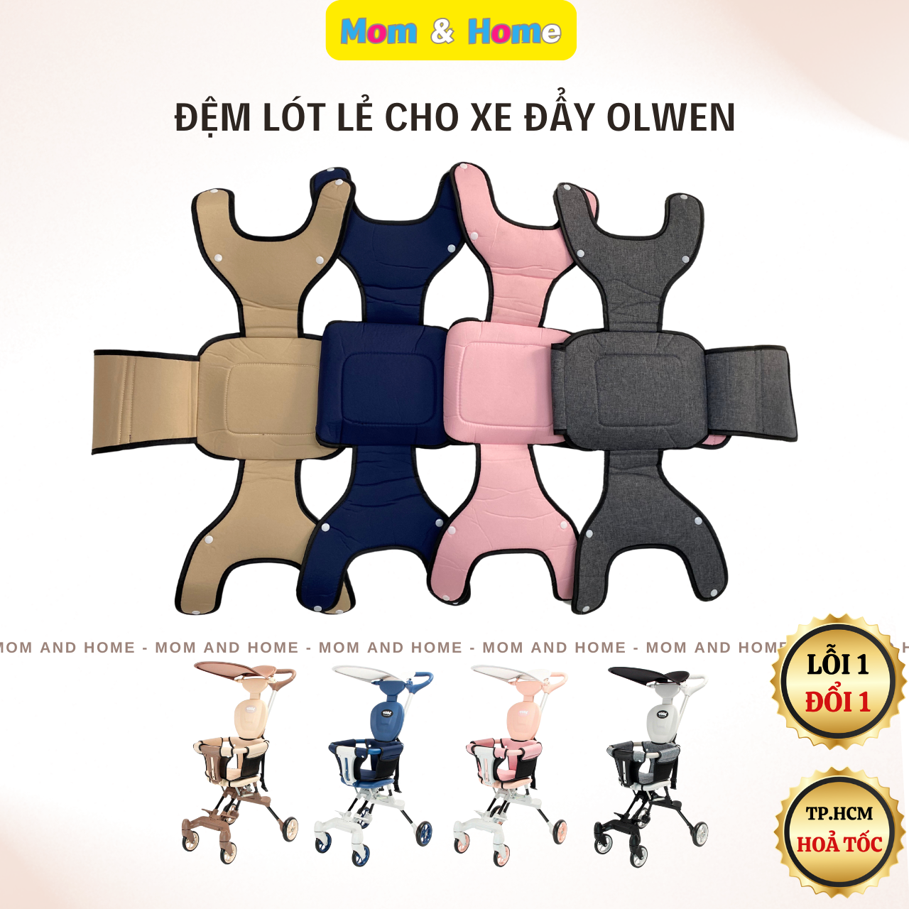 Miếng Lót Xe Đẩy Ngồi Cho Bé, Phụ Kiện Xe Đẩy Olwen TOBÉ Gồm Mái Che và Tấm Đệm Lót êm, mỏng vừa thoáng khí