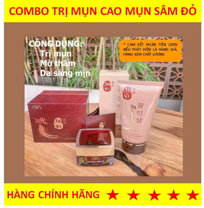 Combo trị mụn Cao sâm mụn đỏ (cao mụn sâm đỏ 15g và sữa rửa mặt mật nhân sâm 80g)/cao mụn sâm đỏ 36 vị/sửa rửa mặt cao mụn sâm đỏ/ loại bỏ mụn và đem lại làn da mịn màng ( HÀNG CHÍNH HÃNG )