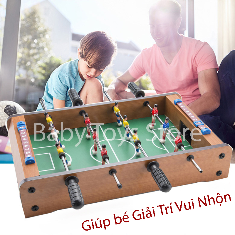 Đồ chơi bàn bi lắc cho trẻ 4 tay cầm 2 người chơi, Bộ trò chơi đá banh bóng bàn cho bé, Bàn bi lắc bằng gỗ mini, Quà tặng sinh nhật cho trẻ