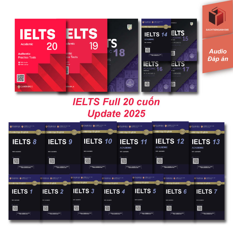IELTS bộ 20 cuốn in đen trắng kèm audio