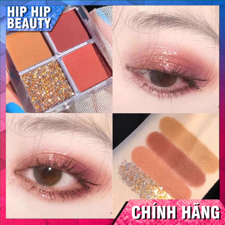 [ HOT] Bảng Phấn Mắt Nhũ 4 Ô Dikalu , mắt phấn nội địa Trung. Bảng phấn mắt 4 màu thời trang, phấn mắt chống thấm nước ánh ngọc trai lấp lánh, phấn mắt có nhũ kim tuyến giá rẻ [ HipHip beauty ] A16