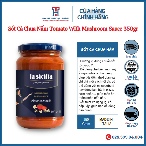 [HCM] Sốt Cà Chua và Nấm Lasicilia Ý - 350Gr