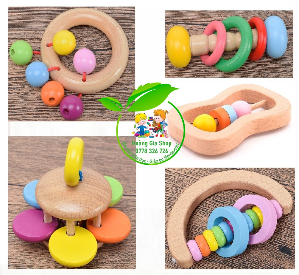 Lục lạc gỗ luyện tập cầm nắm cho bé