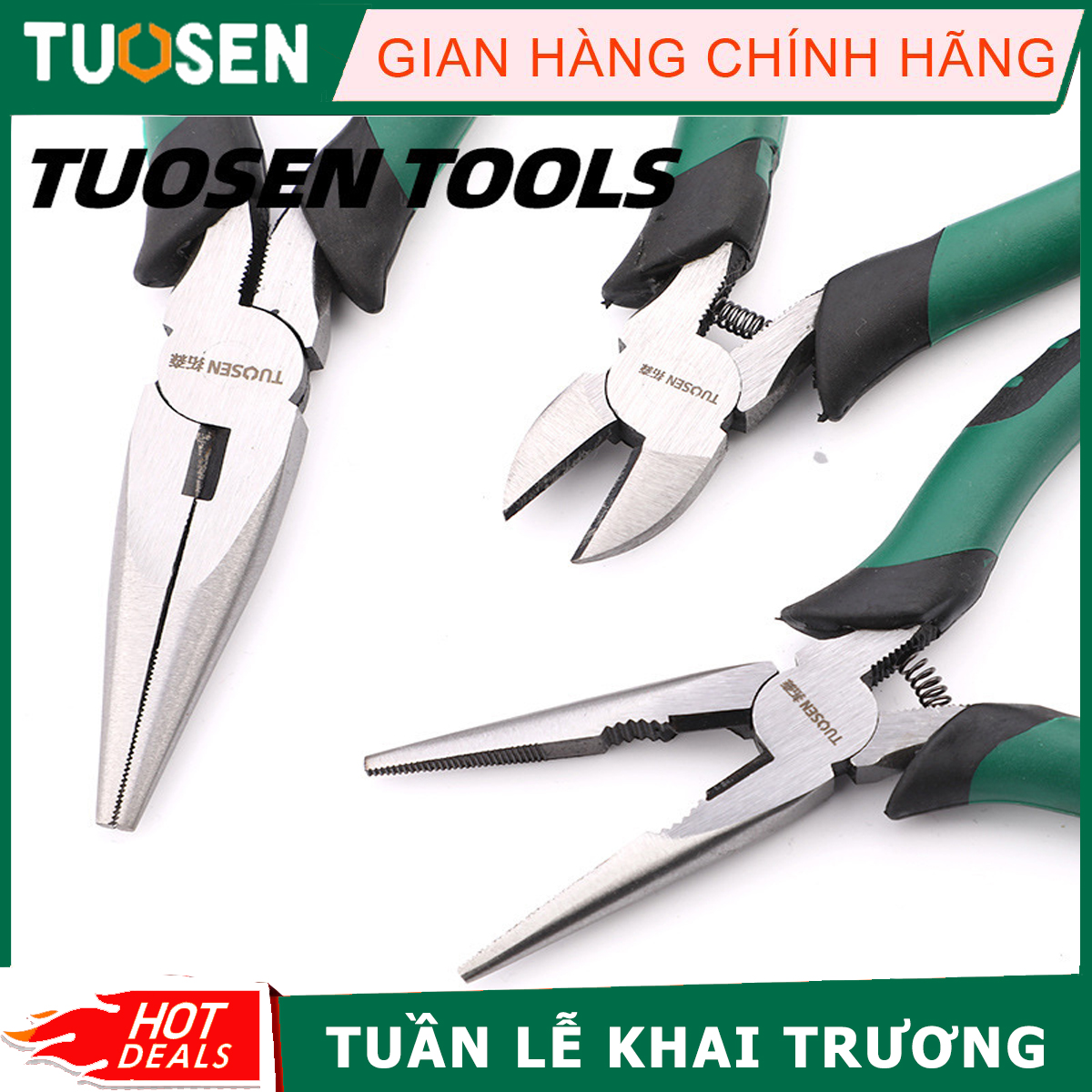 Kìm kẹp, kìm mỏ nhọn, kìm bấm đa năng 6 inch, 8inch Tuosen