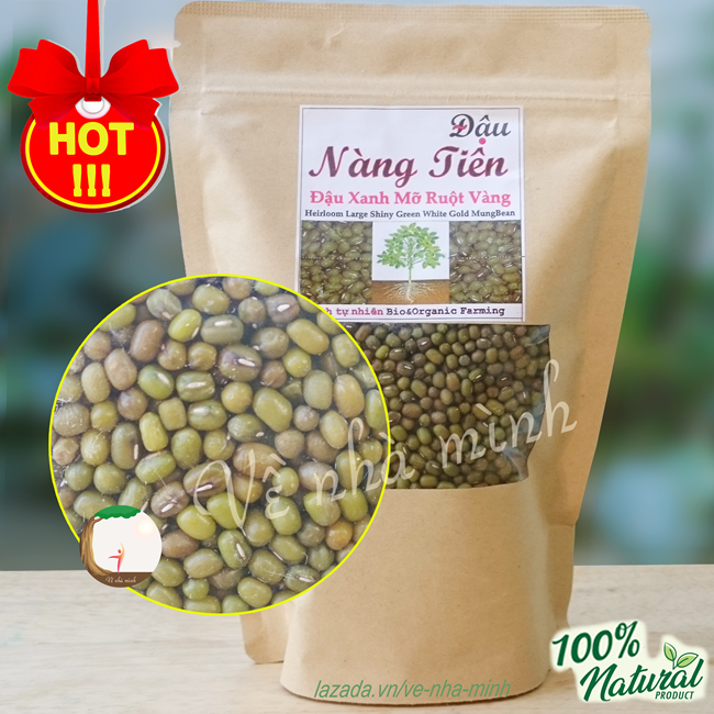 [HCM]ĐẬU XANH MỠ THUẦN CHỦNG HỮU CƠ TỰ NHIÊN 100% 300G-500G ( Hạt đỗ xanh mỡ ruột vàng ) dùng nấu chè làm giá đậu làm bánh & sữa