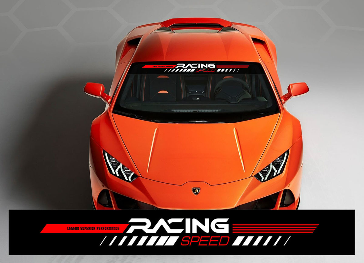 Decal dán kính lái che nắng xe hơi cá tính mẫu Race Speed