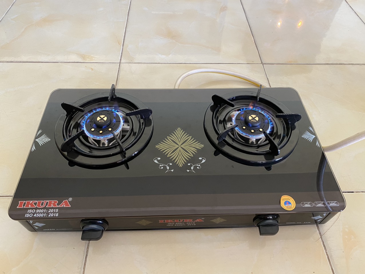 Bếp IKURA bếp đôi IKURA - A320- Đầu đốt hoa sen bằng đồng phi 82(mm)
