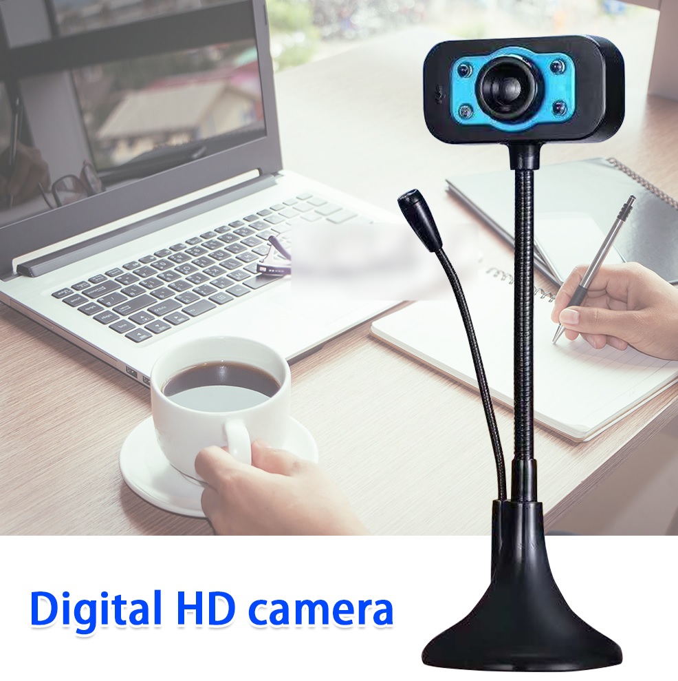 (Bảo hành 06 tháng) Webcam Chân Cao có mic dùng cho máy tính có tích hợp mic và đèn Led trợ sáng - Webcam máy tính để bàn siêu nét 2