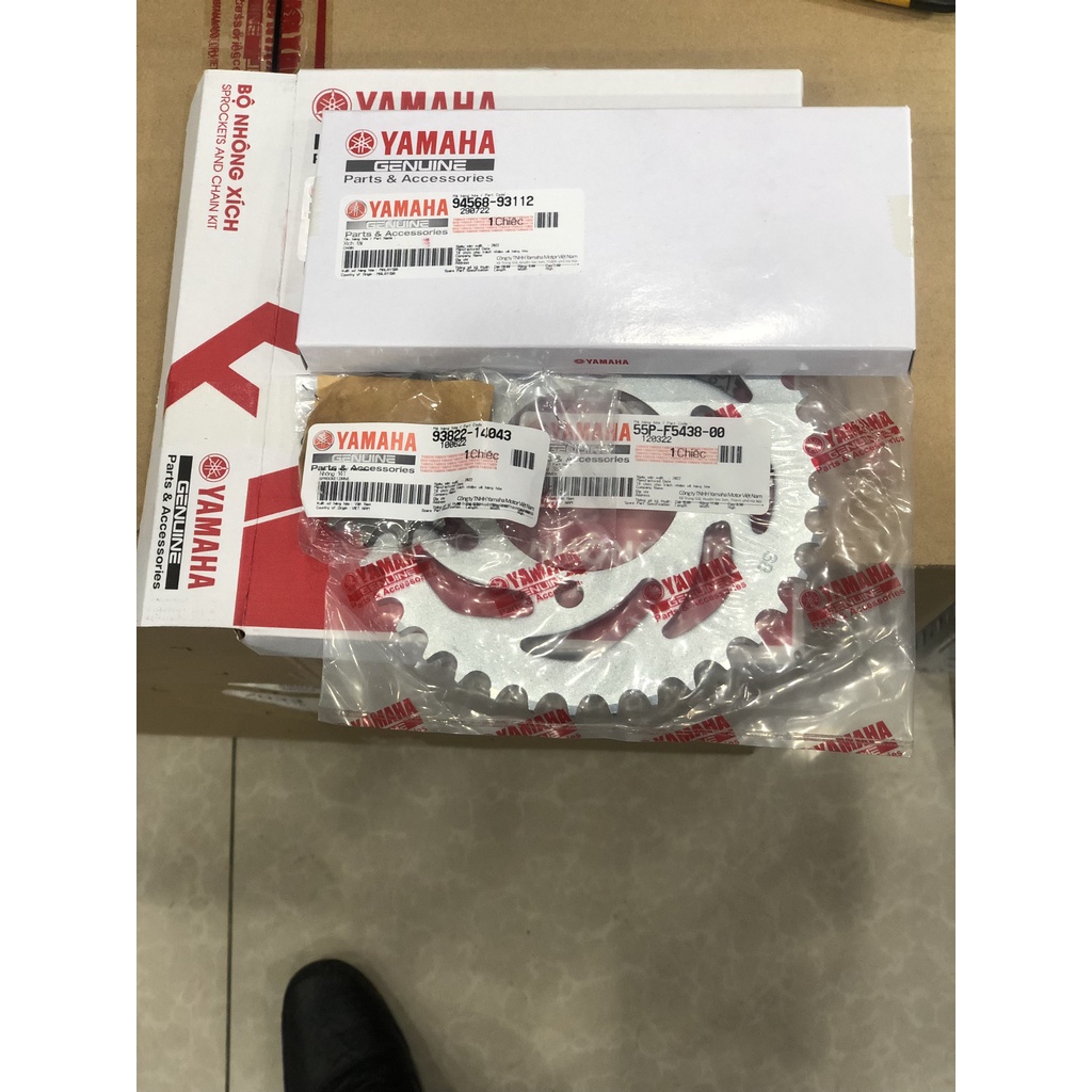 Bộ nhông xích, nhông sên dĩa exciter YAMAHA chính hãng Jupiter,Taurus,Sirus FI,Exciter 150,Sirius,Exciter 135,Ex 4 số