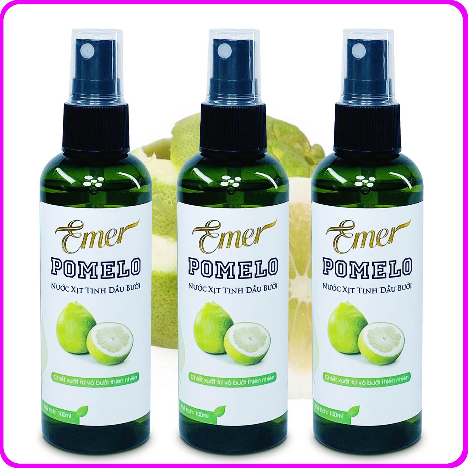 Bộ 3 chai Tinh dầu bưởi xịt mọc tóc Pomelo Emer (100ml x 3) giảm rụng tóc kích mọc tóc nhanh cho tóc dày và dài hơn bảo vệ tóc khỏi các tác nhân gây hại