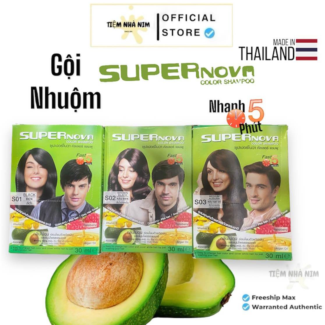 Thuốc Nhuộm Tóc Gội là Đen Super Nova Thailand