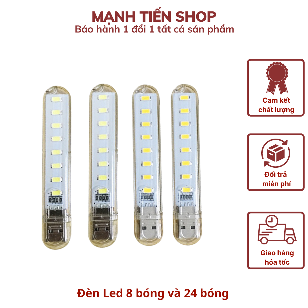 Đèn led usb thanh 8 bóng , 24 bóng siêu sáng cắm cổng USB - DTM Store