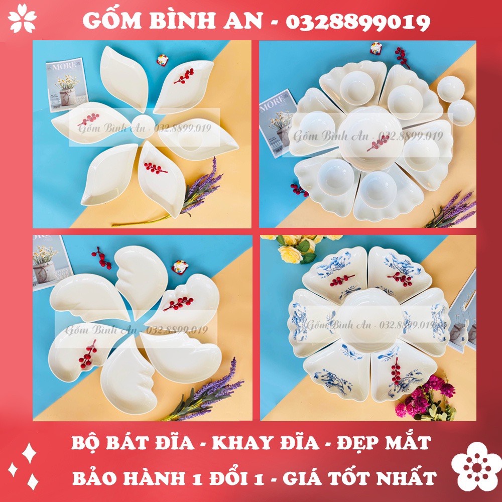 Bộ bát đĩa hoa mặt trời gốm sứ cao cấp